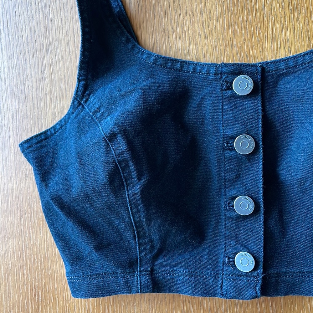 Wilfred Free Lanigan Blouse in Black • Aritzia • Black denim bra top - Picture 2 of 6